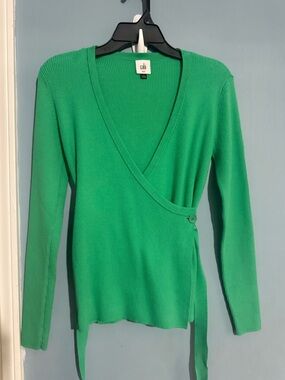 CAbi Green Ribbed Knit Top - XXS